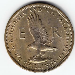 Rhodesia & Nyasaland 2 Shillings 1956 Km6 Cu - Ni 3 - Year Type Rare In Top Grade