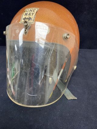 COOL 1970 RETRO THROWBACK YODER 600s MOTORCYCLE HELMET RARE COLOR W/ FACE GUARD 3