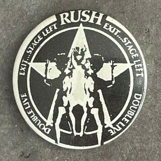 Rare Vintage 1981 Rush Promo Pin Exit Stage Left Badge Band Live Lp Button 1 "