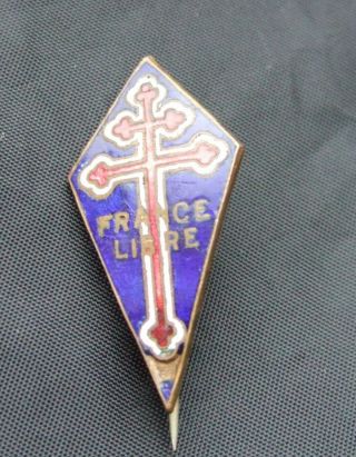 WW2 French Forces Lapel Badge,  France Libre Cross of Lorraine RARE 2