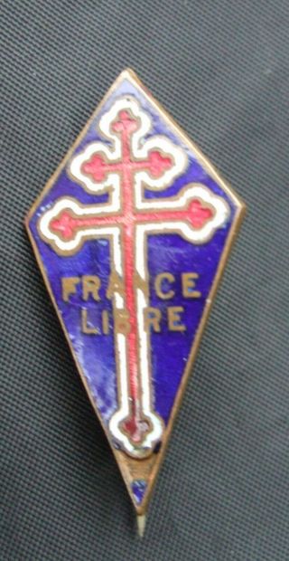WW2 French Forces Lapel Badge,  France Libre Cross of Lorraine RARE 3
