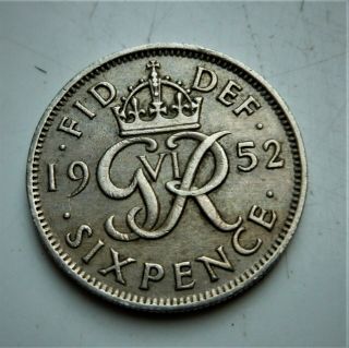 1952 Gb Sixpence Rare,  Very Good Grade,  Key Date Coin.