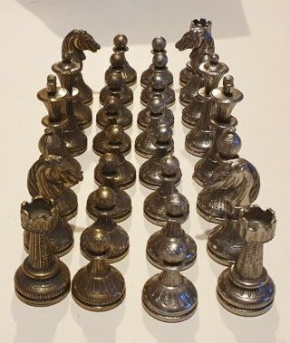 Rare Vintage Italfama? Brass/metal Chess Set Gold/silver Italy Missing X1 Rook