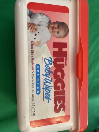 Vintage 1992 Kleenex Huggies Baby Diaper Wipes Container Rare Prop Staging