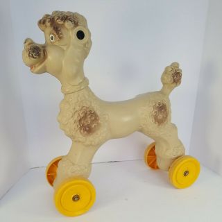 Vintage Rare Empire Blow Mold Poodle Dog Ride On Large Toy 19 " X 17 " Flicker Eye
