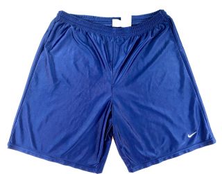 Rare Vtg Nike Basketball Shorts Shiny Silky Blue Made In Usa Sz Xl