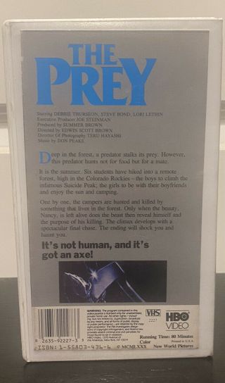The Prey (VHS,  1988) RARE HORROR Box Cut Clamshell 2