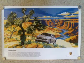 2002 Porsche Cayenne " Cayenne Crossing " Advertising Showroom Sales Poster Rare
