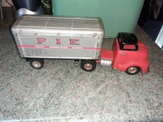 VINTAGE RARE 1960,  s JAPANESE TINPLATE SMALL FRICTION LORRY,  P.  I.  E EXPRESS GOOD CO 2