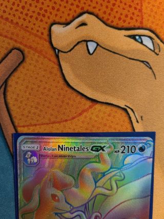 Alolan Ninetales GX Rainbow Secret Rare Pokemon Card,  Sun & Moon 150/145 NM 2
