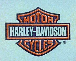 Vintage Harley - Davidson Motor Cycles Mini Logo Iron On Transfer Rare