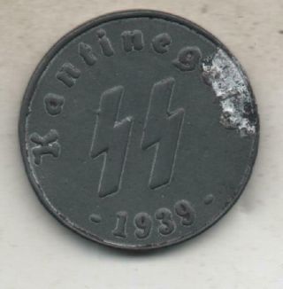 Rare Germany,  Third Reich 50 Reichspfennig 1939 Kantinegeld,  Ww2,  Nazi Ss Coin