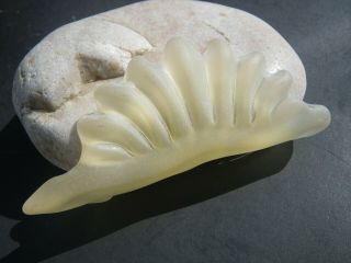 Sea Glass,  Rare Vintage Yellow Fan Shape 3