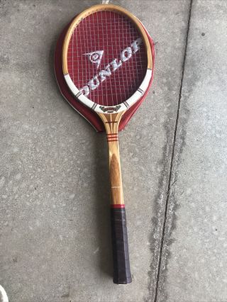Rare Vintage Dunlop Maxply Fort Wooden Tennis Racket Made In England Size 4 5/8