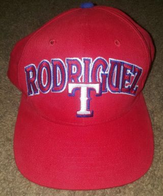 Rare Vintage Ivan Pudge Rodriguez Starter Snap Back Hat Cap Texas Rangers Mlb