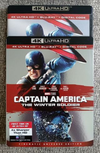 Captain America The Winter Soldier 4k With Rare Slip Cover Marvel Read Descripti