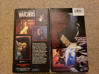 WATCHERS 1,  2 OOP VHS MOVIE - HORROR COREY HAIM 80s DEAN KOONTZ RARE 2