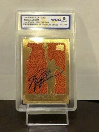 Michael Jordan Autograph Card Rare Real Ball On Card - Serial Numbered Graded 10