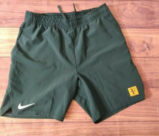 Rare Nike Court Rf Roger Federer Womens Size M Dark Green Athletic Tennis Shorts