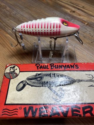 Vintage Fishing Lure Paul Bunyan Weaver Rare Color W/box Old Bait