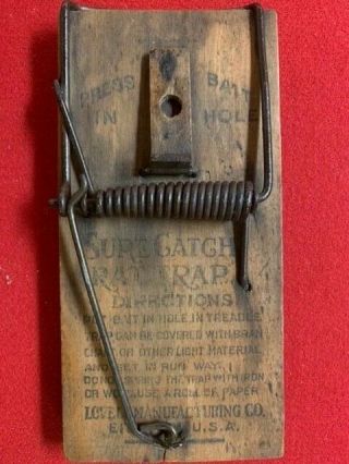 Rare 7 " Antique Sure Catch Rat Trap Lovell Manufacturing Co.  Erie Pa Usa