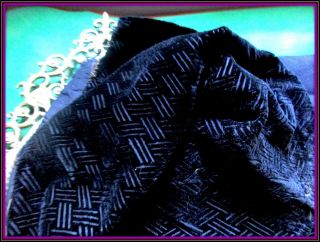 Rare Gorgeous Rich Antique Victorian French Cut Silk Velvet Fabric Frag Black