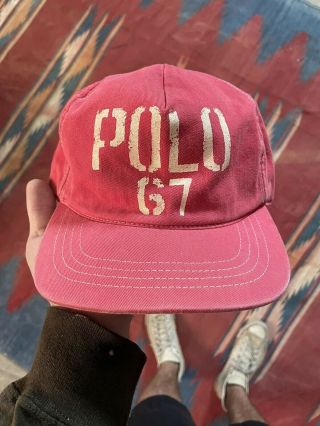 Rare Vintage Polo Ralph Lauren Spell Out Us - 67 Strapback Hat Cap 90s Made In Usa
