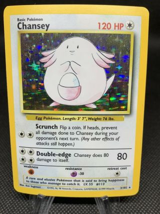Chancey 3/102 Pokémon Card Base Set Holo Rare Nm