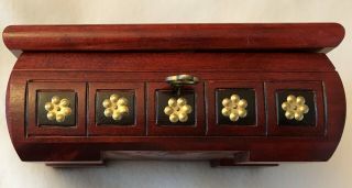 Cedar Wood Box With Rare Metal Disc Decorations With Locking Key.  It