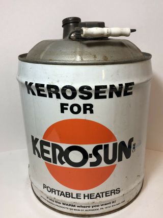 Rare Large Kero - Sun Galvanized Kerosene Advertising Can Burnside Pa