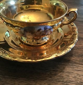 Rare Vohenstrauss Bavaria Johann Seltmann Porcelain Demitasse Cup & Saucer Gold
