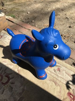 RARE Blue Horse Donkey Toddler Ride On Vinyl Bouncing Toy 19 