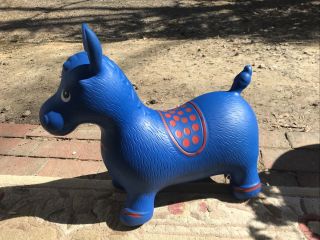 RARE Blue Horse Donkey Toddler Ride On Vinyl Bouncing Toy 19 