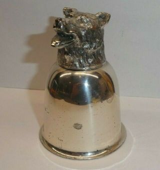 Rare - Vintage - Silver Plate Novelty Stirrup Cup Bears Head