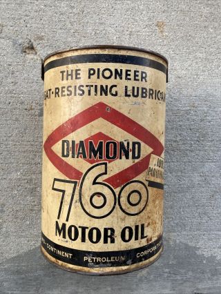 Vintage Rare Diamond 760 Mid - Continent D - X Motor Oil Can Bank Gas Oil