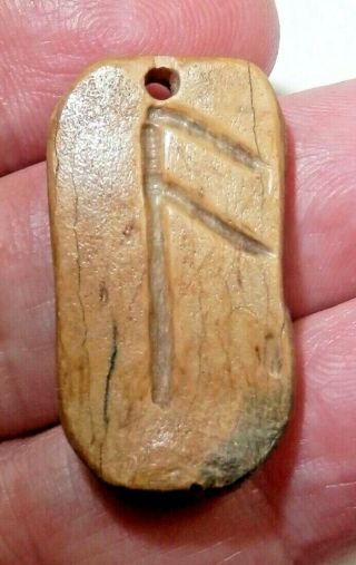 Very Rare Ancient Bone Norse Viking Era Rune Amulet Ansuz – Odin / Woden God 3