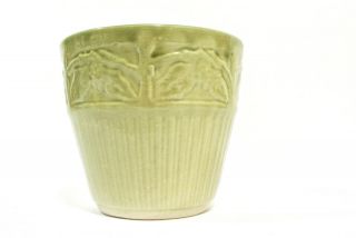 Rare Vintage Brush Mccoy Pottery Green Planter Flower Pot Branches Holly Leaves