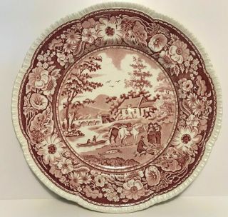 Rare - Royal Cauldon " Native " 10 1/2 " Dinner Plate In Pink - (red) Transfer