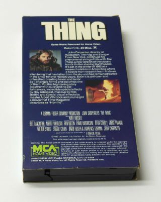 THE THING 1982 VHS John Carpenter SCI FI HORROR VG RARE Early 80 ' s MCA 2