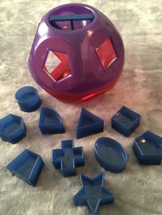 Tupperware Shape O Toy Sorter Ball Purple Red Jewel Tones Rare,  10 Shapes Euc