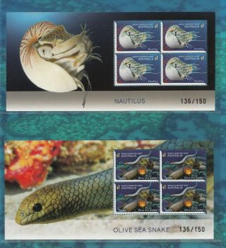 2018 Reef Safari Set Of 5 Special Miniature Sheets.  Lim/edit To 150.  Muh.  Rare