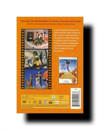 VERY RARE DVD - ENGLISH,  FRENCH:ADVENTURES OF TINTIN - PRISONERS OF THE SUN - REMASTERD 2