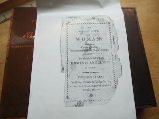 Antique Rare Printer Wood Block Plate The Whole Duty Of Woman X2