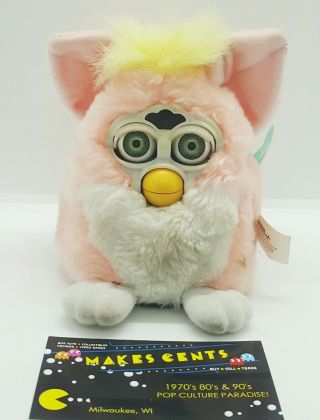 1999 Vintage Furby Baby Rare Pink Yellow Hair Tiger Electronics Tags Model 70940