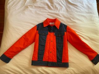 Vintage 1970s Orange Levis Ski Denim Jacket Size Medium Rare