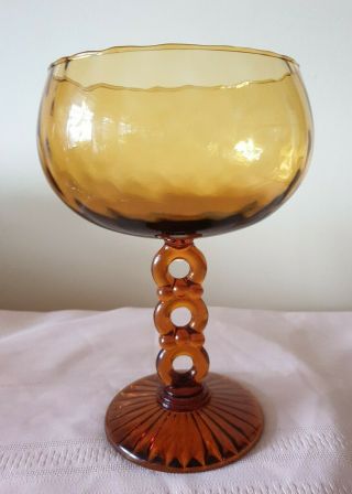 Unique Vtg Mid - Century Murona Italian Amber Glass Candy Dish /home Deco 50s Rare