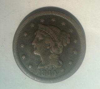 1844/81 Large Cent One Of The More Rare Variety Of The Braided Hair
