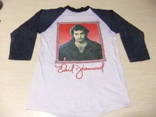 Vintage Neil Diamond 80 Baseball Shirt Single Stich Rock Tour Band Concert Rare