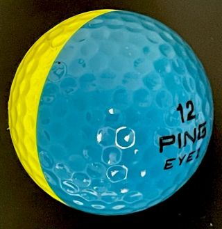 Ping Eye 2 Teal Yellow Golf Ball Rare Colors High Number 12 No Logo Great