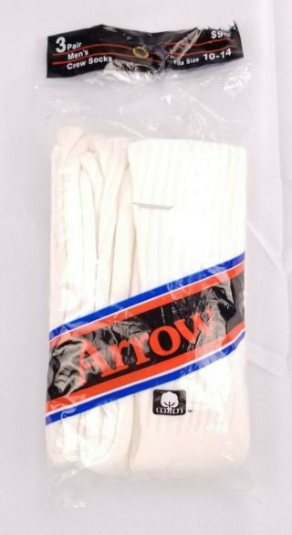 Rare Vintage Arrow Long Tube Socks Usa Cotton Blend Style 262 Mens Sz 10 - 14